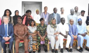 Minister of Youth Development, Comrade Ayodele Olawande (3rd R); Permanent Secretary, Federal Ministry of Youth Development, Mr Olubunmi Olusanya (2nd R); Director General, National Youth Service Corps (NYSC), Brig.-Gen. Olakunle Nafiu (4th L); Director General, Citizenship and Leadership Training Centre, Rinsola Abiola (4th R) and others during the Ministerial Retreat and Stakeholders’ Engagement on Youth Development to deliberate on National Youth Development priorities in alignment with the Federal Government’s Renewed Hope Agenda in Abuja on Monday (29/9/25).