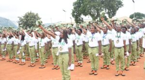 A cross-section of the National Youth Service Corps (NYSC) members administered three hearty cheers to the representative of the Minister of State for FCT, during the swearing-in of 2026 NYSC Batch B stream II orientation course at the Kubwa orientation camp in Abuja on Friday (7/8/26).