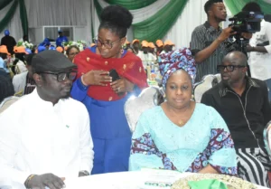 From left: Minister of Youth Development, Comrade Ayodele Olawande; Director of Press and Public Relations, Federal Ministry of Youth Development (FMYD), Mrs Omolara Esan; representative of the Director-General, National Youth Service Corps (NYSC), Mrs Winnifred Shokpeka; and Managing-Director, Mind The_Gap, Tayo Olosunde, during the official launch of National Youth Data Bank (NYDB), organised by FMYD in Abuja on Tuesday (29/9/26).
